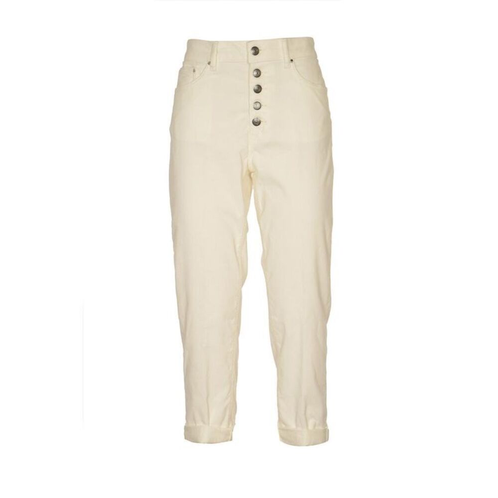 Dondup HighWaisted Button Front Pants Women white Trousers